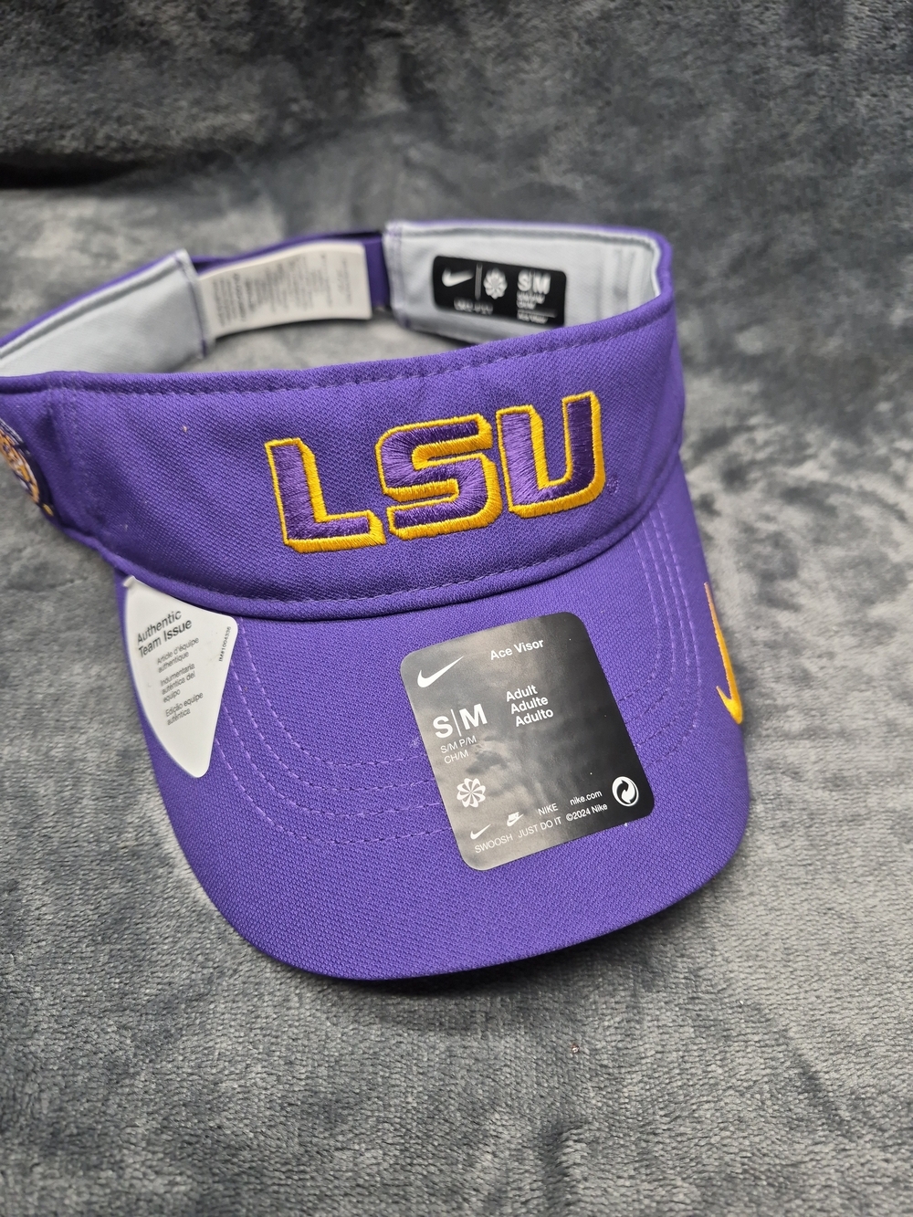 LSU  NIKE Just Do It On File Visor S/M Adult Football Purple New With Tags